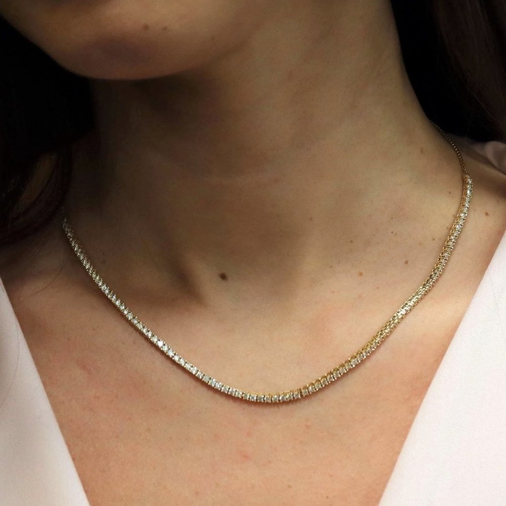 Rachel Koen Bolo Diamond Sliding Tennis Necklace 14K Yellow Gold 3.20cttw
